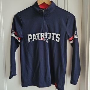 NFL Boys Patriots Long Sleeve Half zip closure shirt.